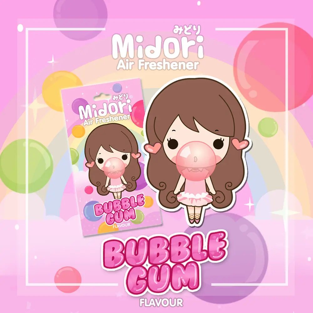 แผ่นน้ำหอม มิโดริ กลิ่น หมากฝรั่ง (Midori Air Freshener Bubble Gum)
