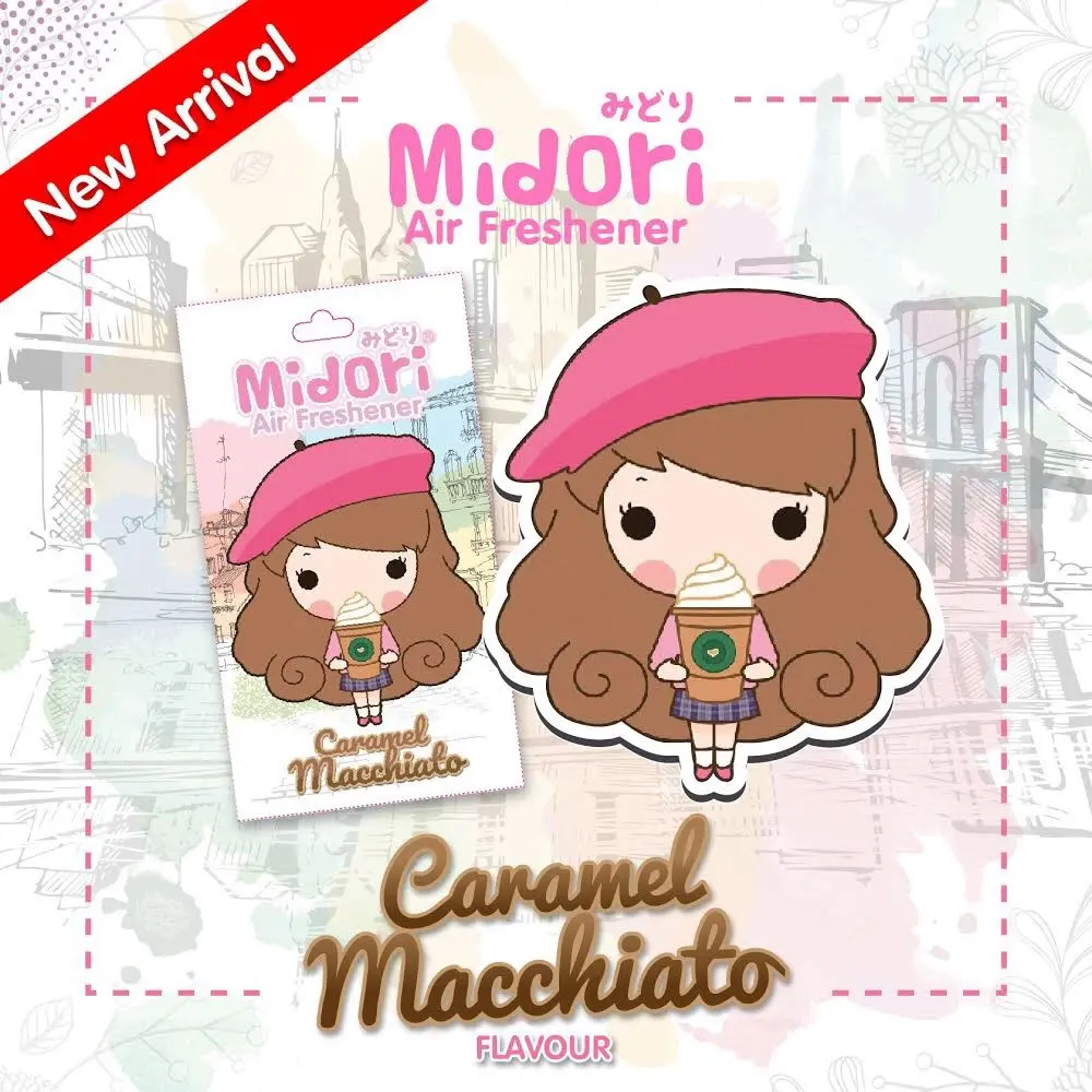 แผ่นน้ำหอม มิโดริ กลิ่น คาราเมล มัคคิอาโต้ (Midori Air Freshener Caramel Macchiato)
